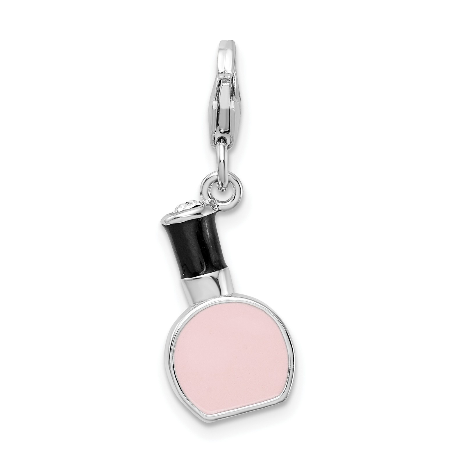 Amore La Vita Silver Polished 3-D Enameled Nail Polish Bottle Charm with Fancy
