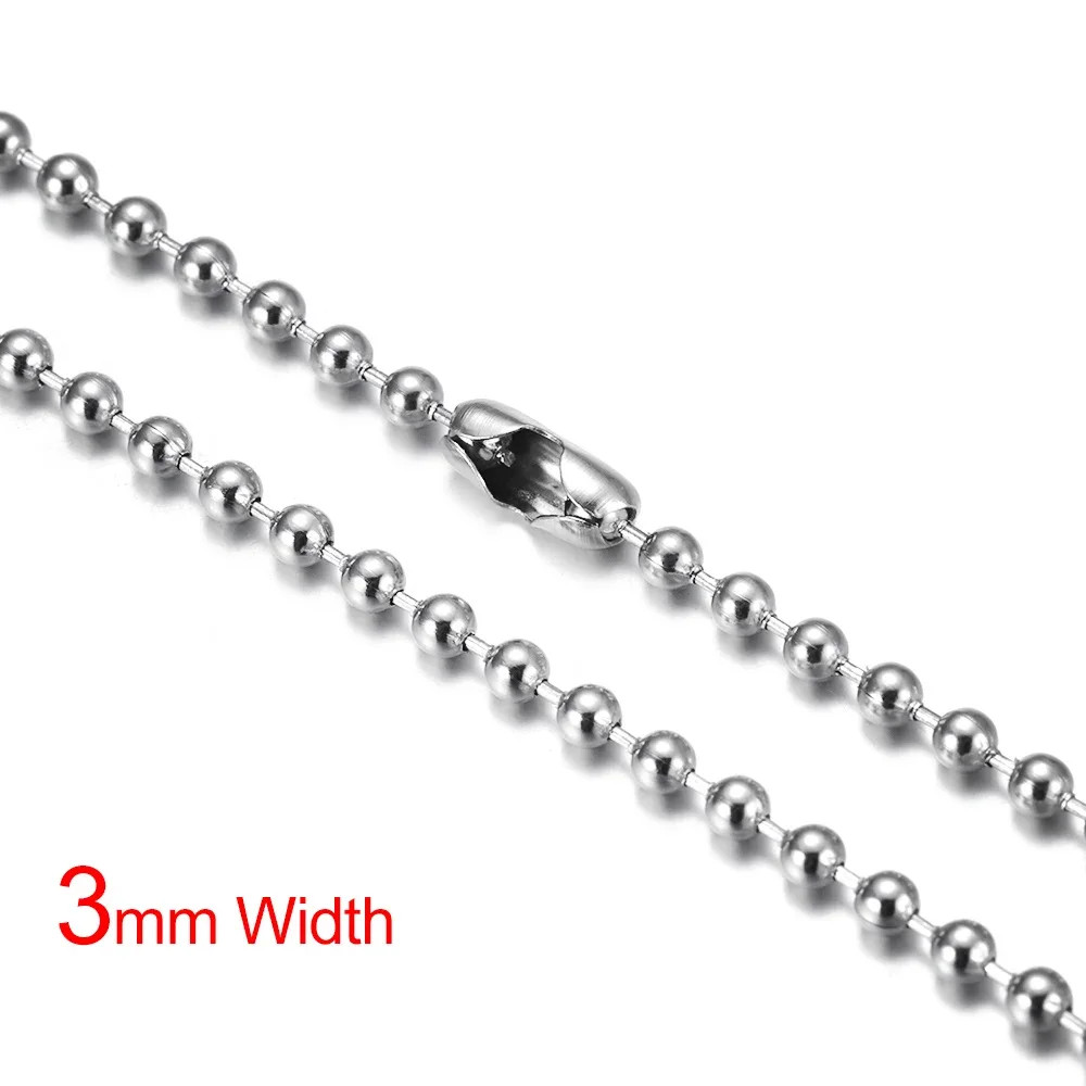 Stainless Steel Finished Chains Necklace Ball Chain with Findings Bundle Steel J