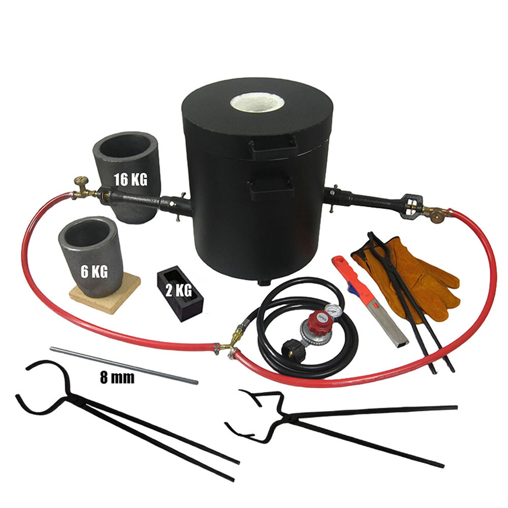 16 KG Gas Metal Melting Furnace Kit Foundry Casting Lifting and Pouring Tongs