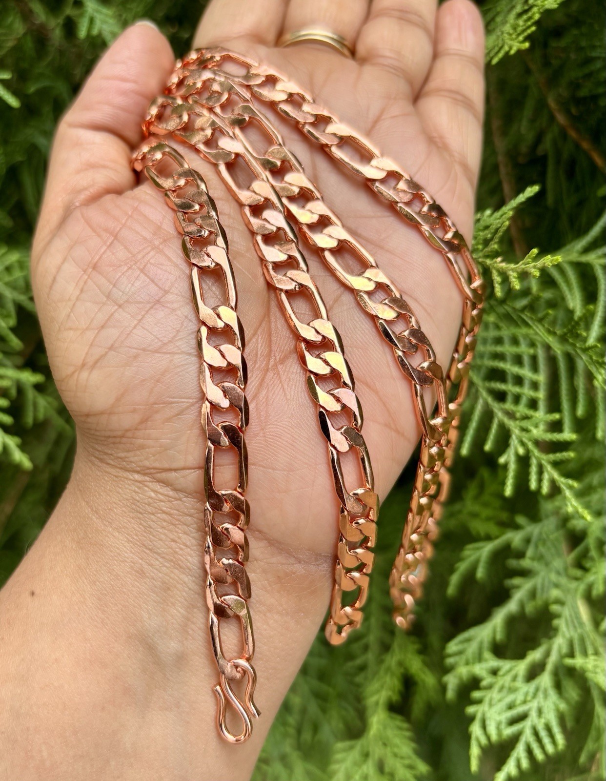 20 inch Pure Copper Flat FIGARO Chain Necklace, Healing Copper Jewelry Spiritual