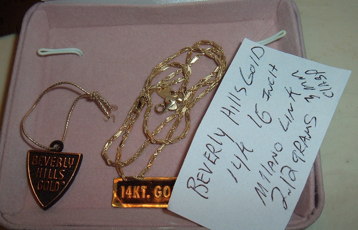 SOLID 14K ITALY YELLOW BEVERLY HILLS GOLD MILANO LINK 16″ NECKLACE CHAIN w/BOX