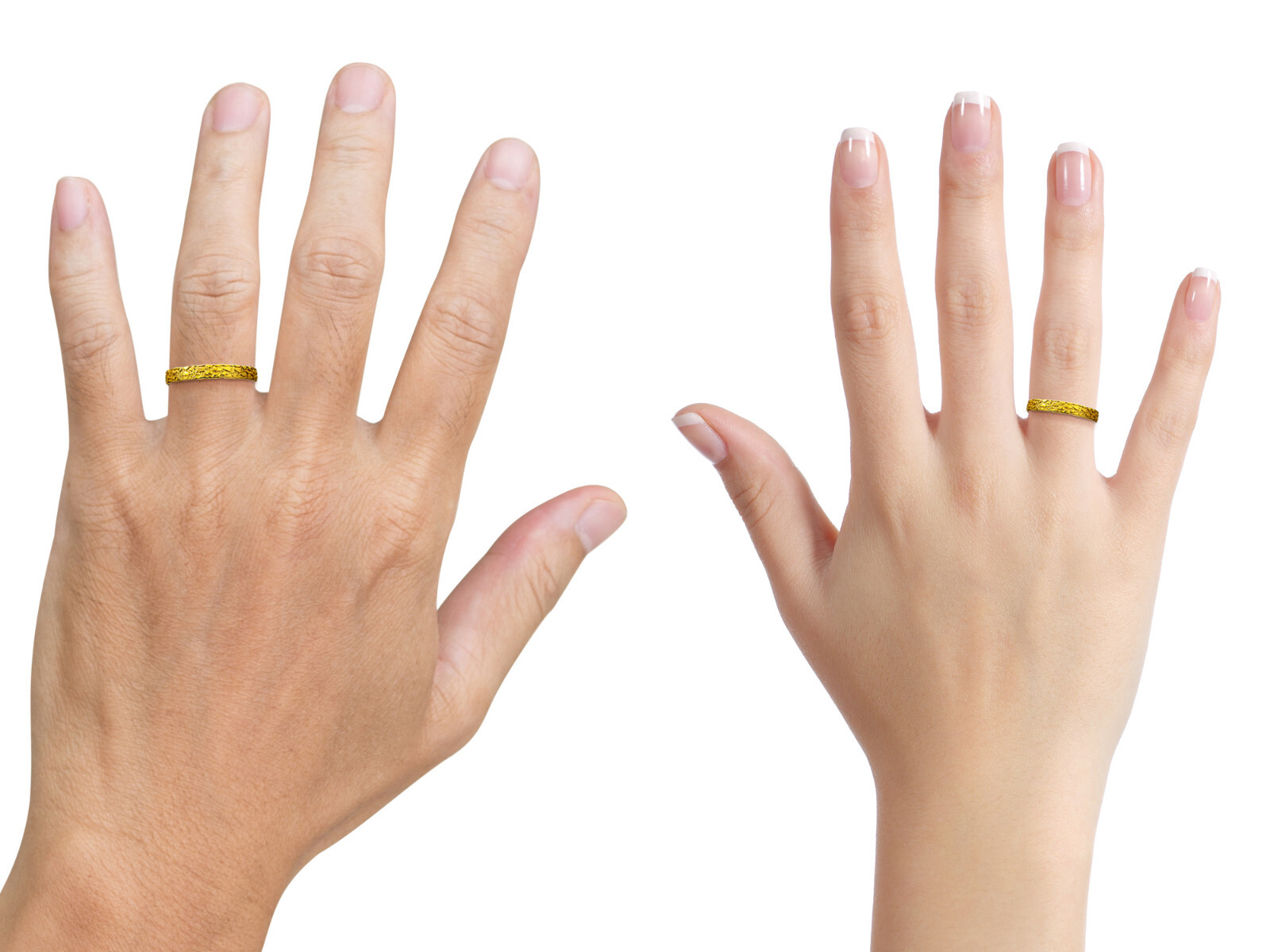 Solid 24K Yellow Gold Nugget Band, 3mm Gold Nugget Ring, Size 5 – 11