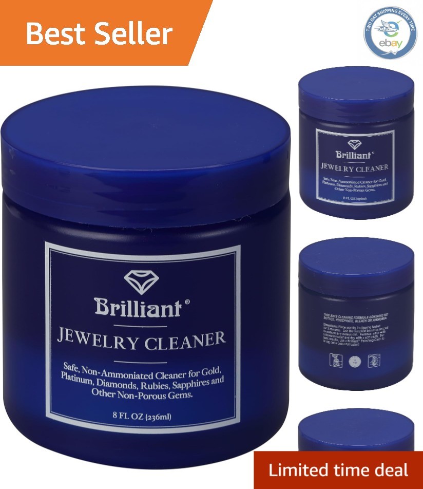 Quick & Easy Jewelry Cleaner 8oz – Non-Toxic, Ammonia-Free with Brush and Basket