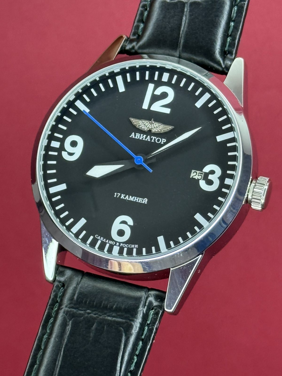 Watch Mechanical Raketa Aviator Black Pilot Vintage USSR Wrist Soviet Men’s Date