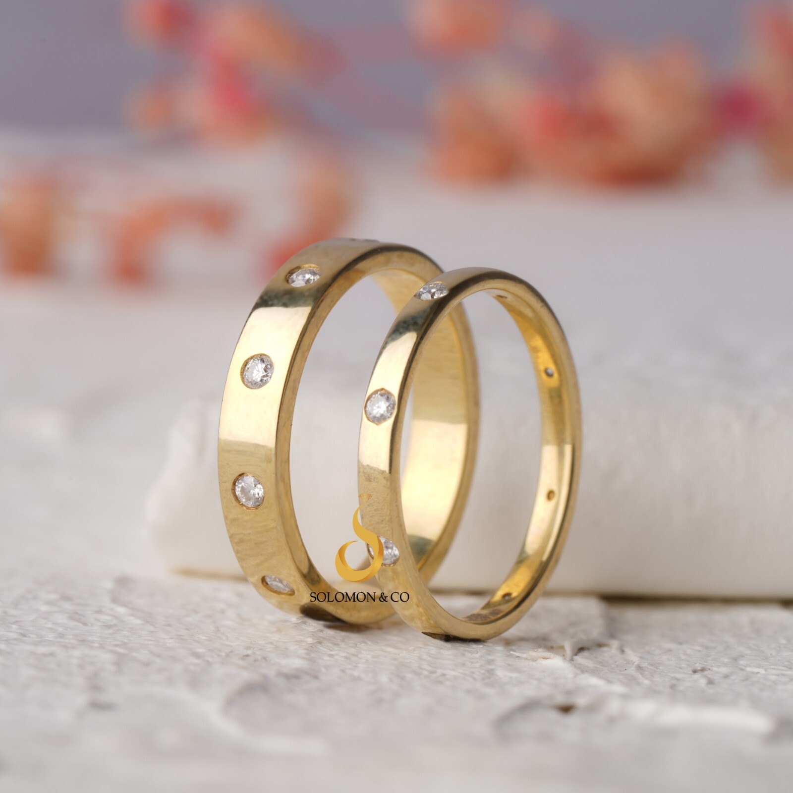 0.20 CTW Brilliant Round Shape Moissanite Flush Set Wedding Band Set For Women