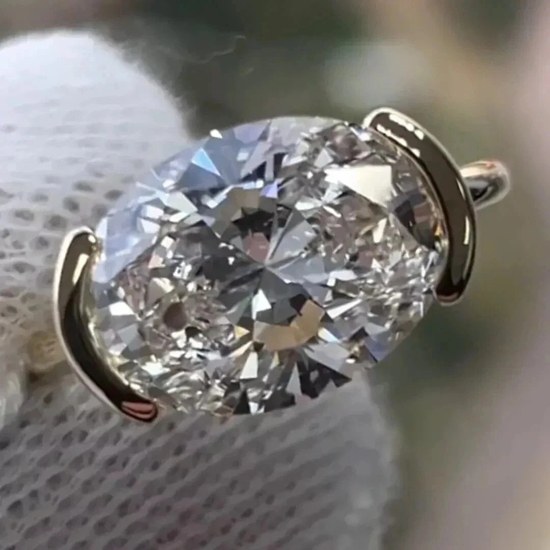 10.55Ct White Oval Treated Diamond Bezel Solitaire Ring 925 Silver Certified