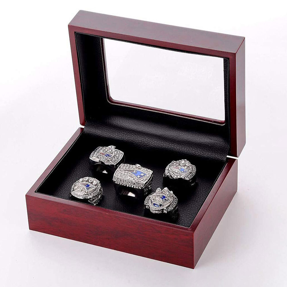 2/3/4/5/6 Championship Ring Display Box Wooden Collection Case Storage Holder