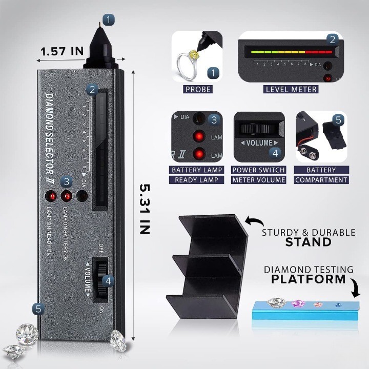 Portable diamond tester selector with lighting new pearl stone detection kit