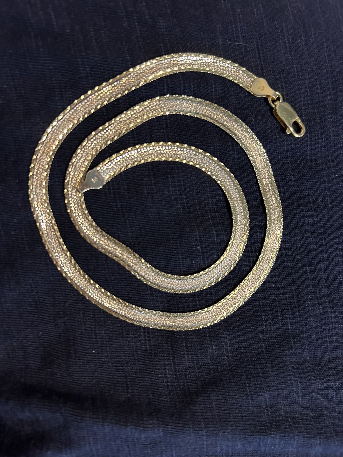 925 Sterling Silver reversible Herringbone Necklace Bracelet Italian Chain – 18”