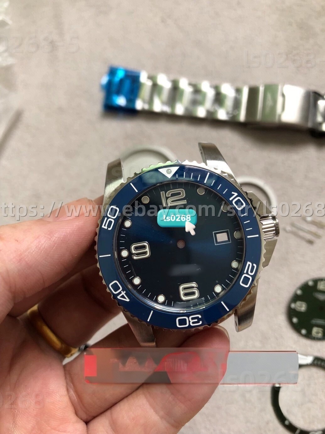 DIY SET for 2824 watch case + dial + hands + Strap sapphire 41mm