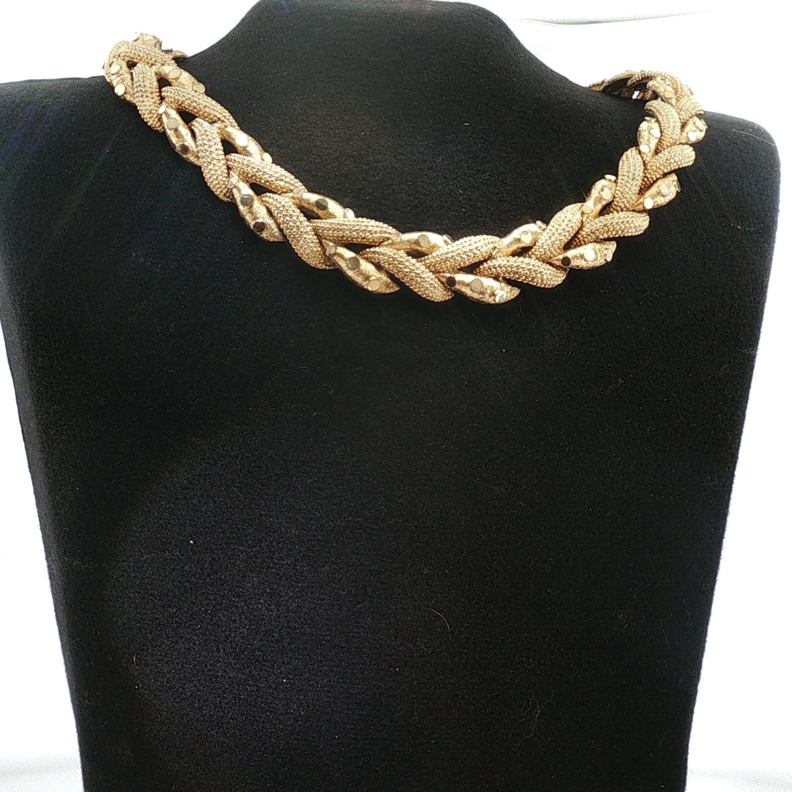Signed Boucher Gold-Tone Woven Link Necklace Vintage Elegant Jewelry