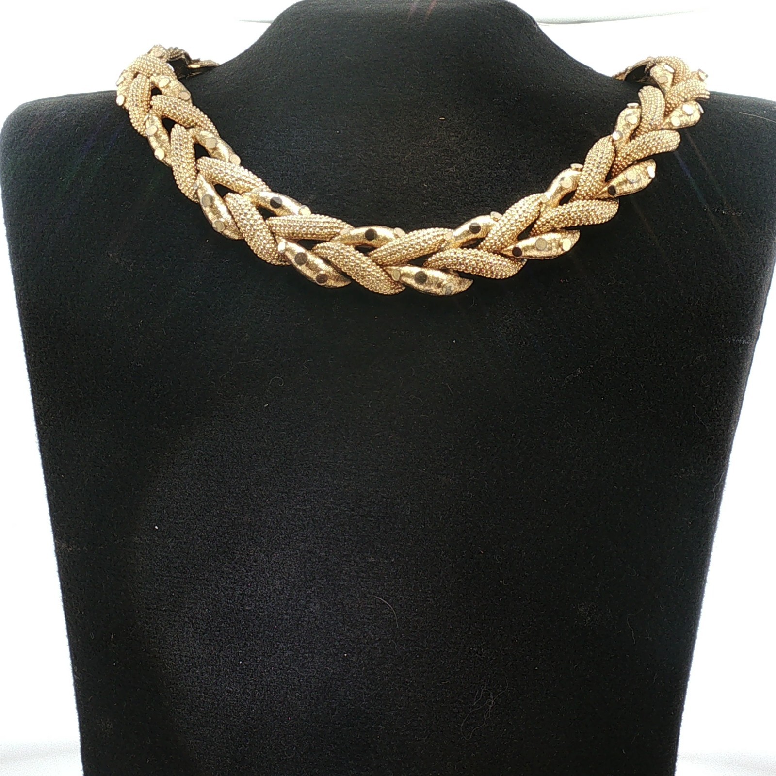 Signed Boucher Gold-Tone Woven Link Necklace Vintage Elegant Jewelry