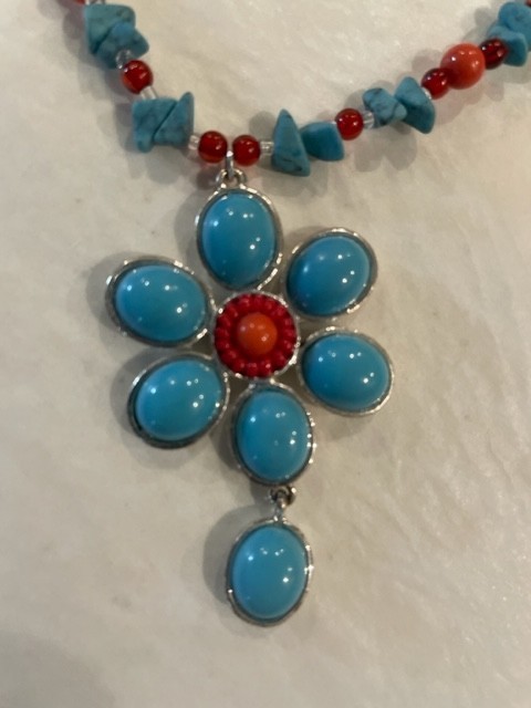 Necklace Faux Turquoise Blue Western Boho 14 in NEW