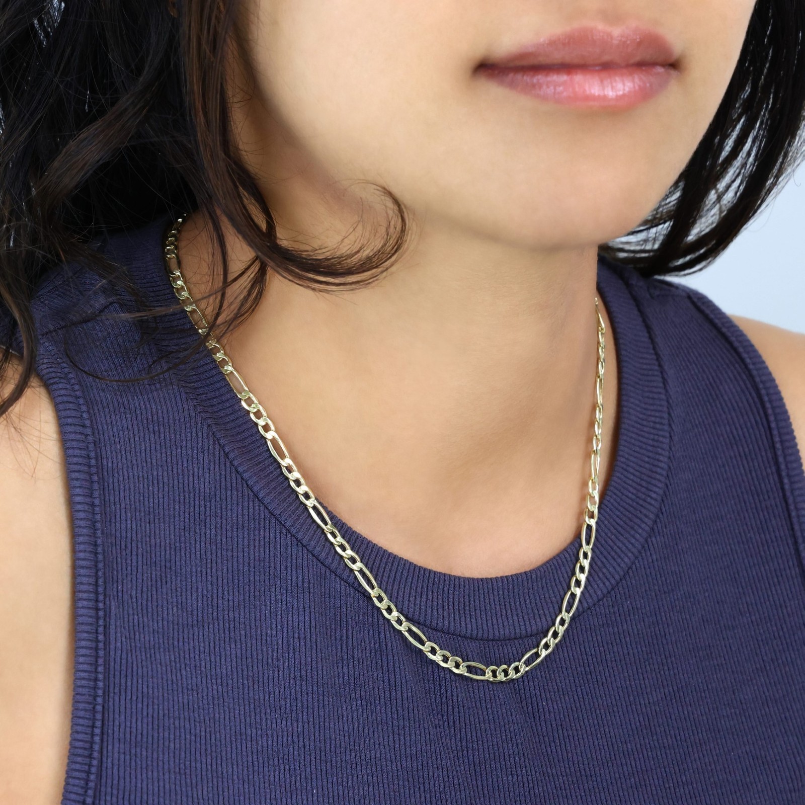 10K Yellow Gold 4.5mm Figaro Chain Italian Link Necklace Men Women 16″-30″