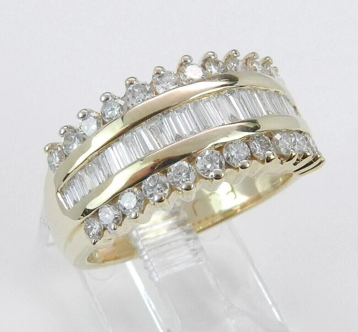 1.50Ct Lab Created Wedding Ring Anniversary Band Wide 14K Yellow Gold Plated