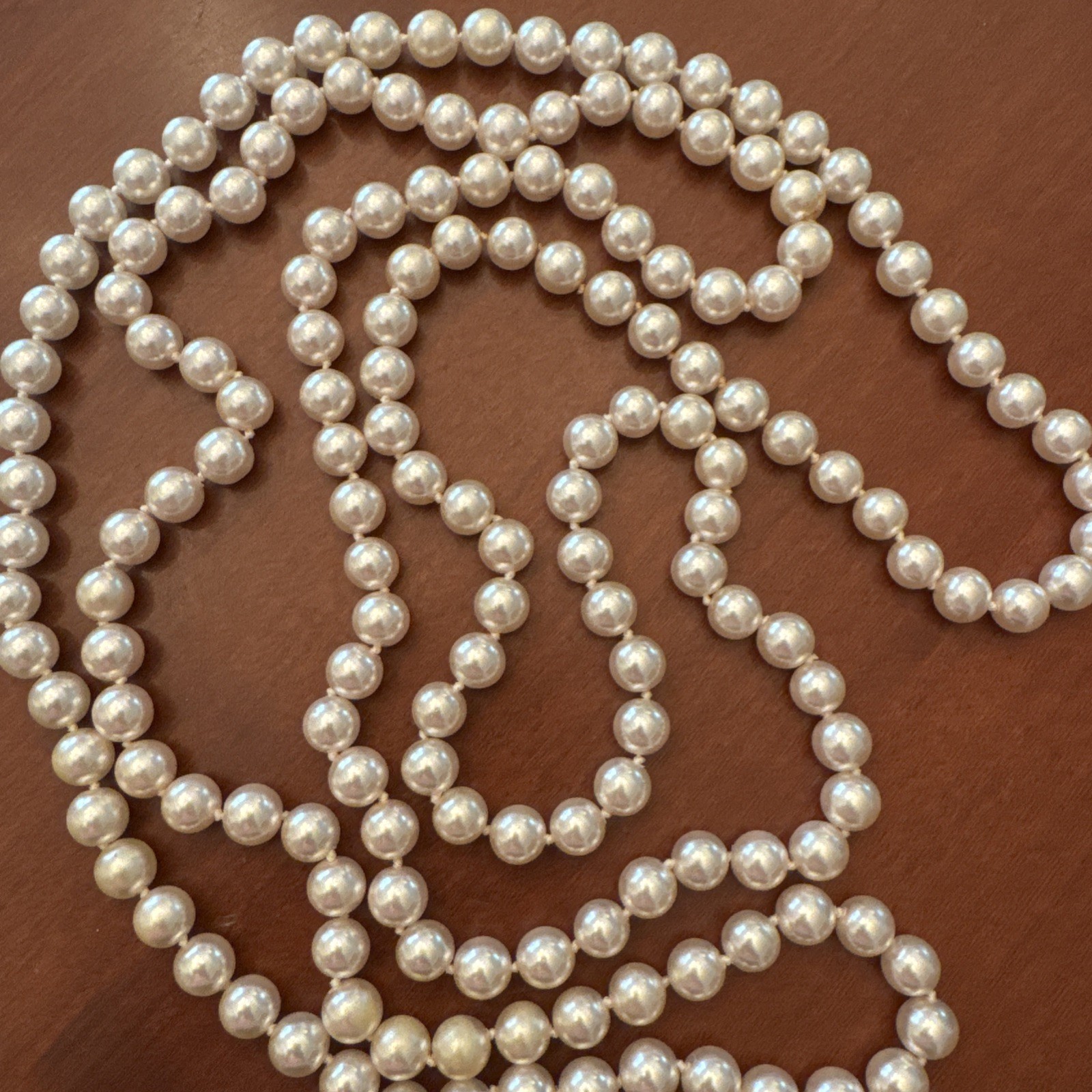 Vintage Pearl Classic Endless Extra Long 68” Layering Hand Knotted Necklace 341