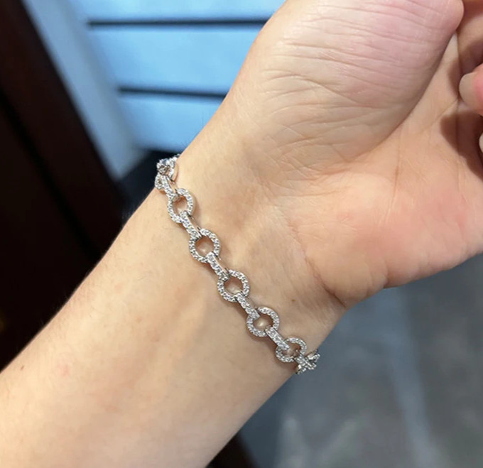 1.8ct Round Cut Lab‑Created Diamond Test Pass VVS1/D 18cm 18K Gold Bracelet