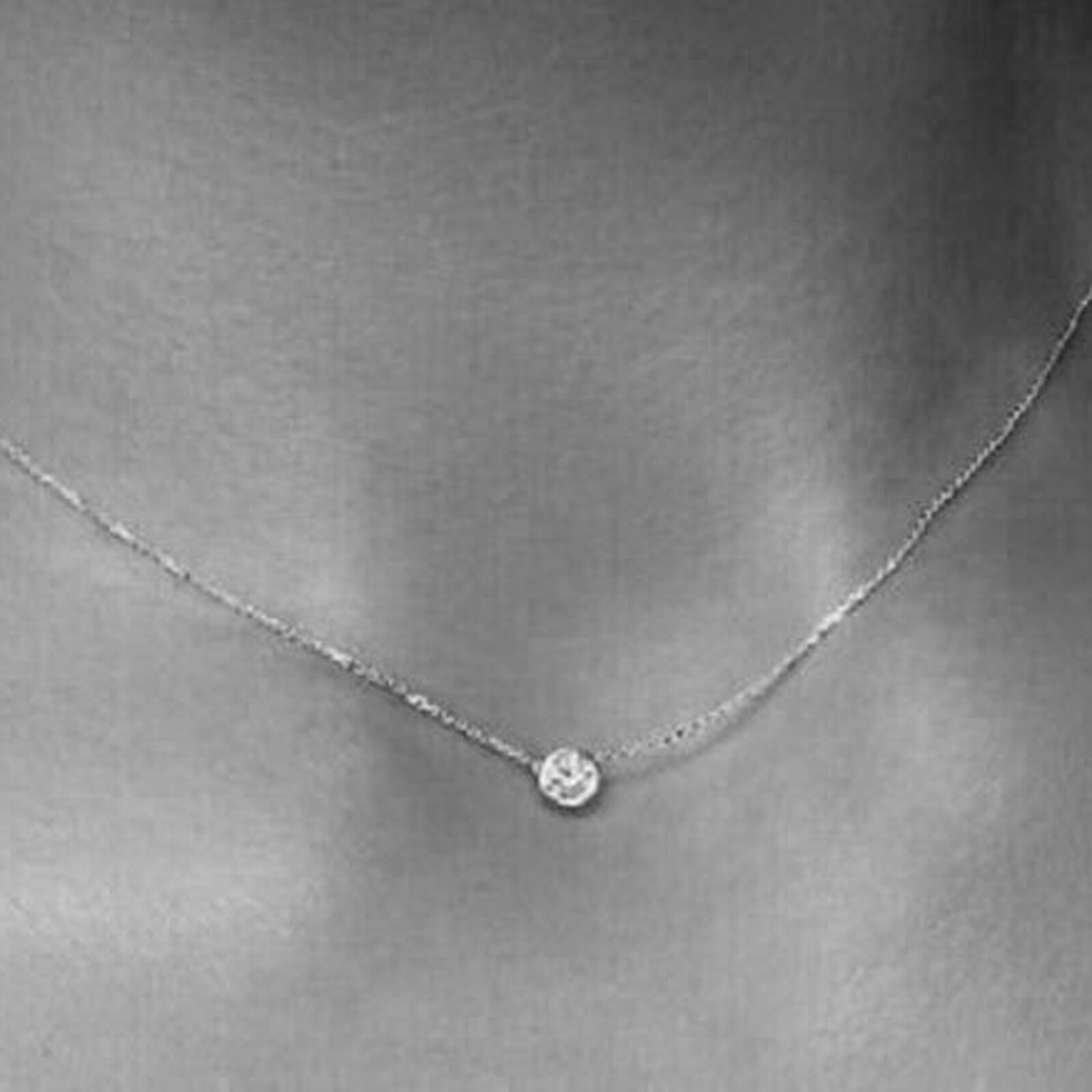14K White Gold Plated 1.10 Ct Bezel Set Solitaire Real Moissanite Pendant Chain