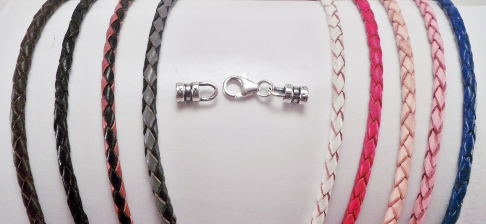 3mm Braided Sterling Silver Leather Bolo Necklace u pick length 15 thru 20 “