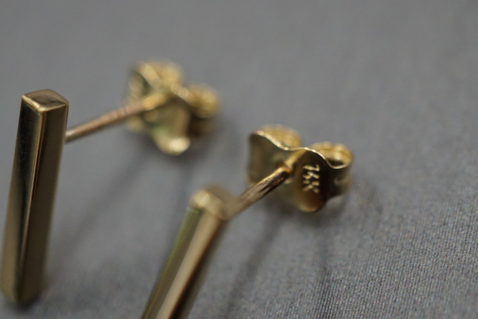 14K Solid Yellow Gold Little Bar Stud Earrings!! (#1608243)