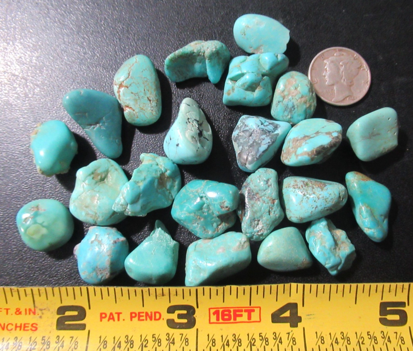KINGMAN TURQUOISE 44g TUMBLED MEDIUM STONES 14mm X 12mm TO 21mm X 15mm #900