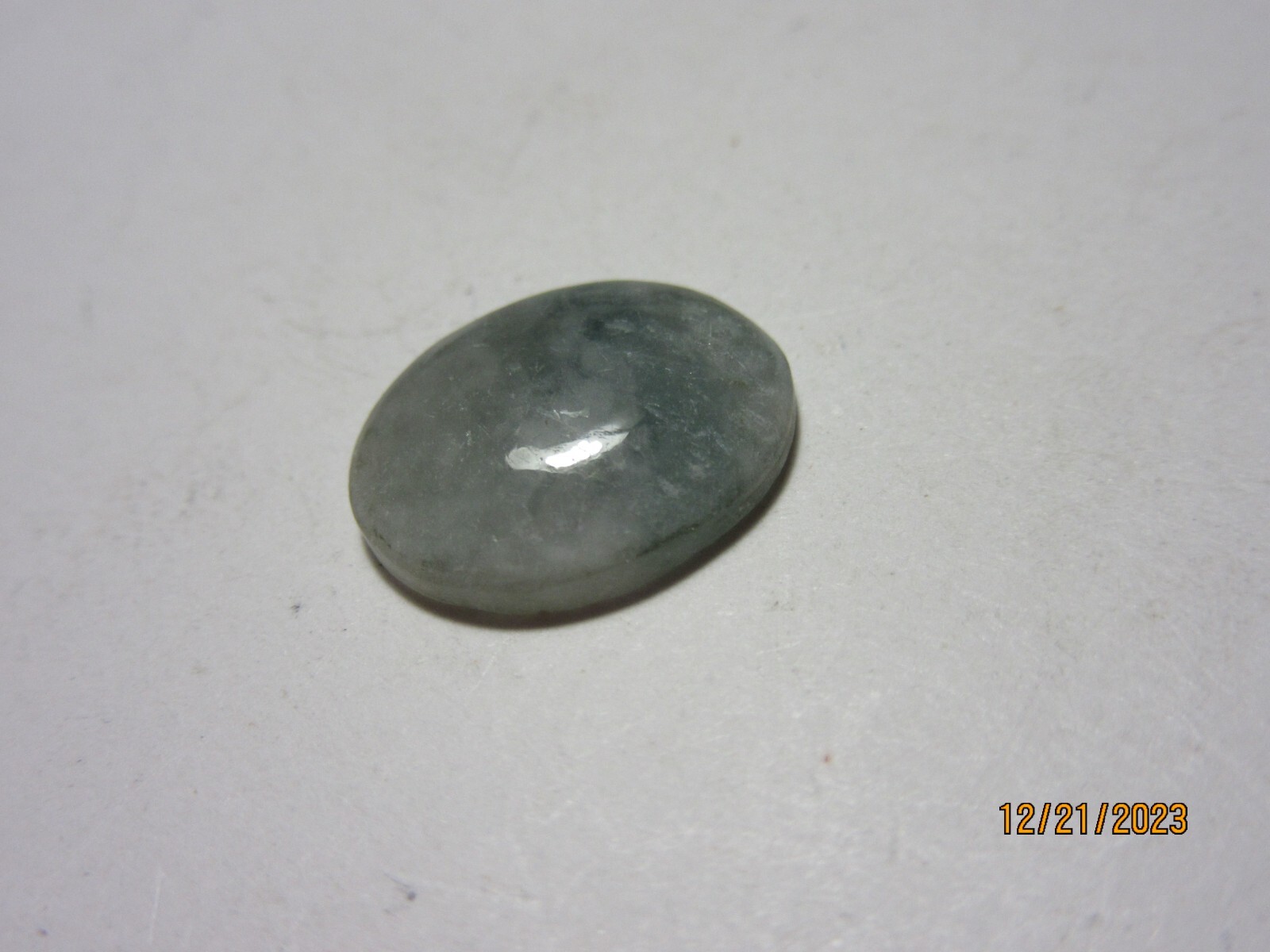 Green Mottled Translucent Oval Burmese Jade Cabochon 12 x 15 mm GTBJC-337