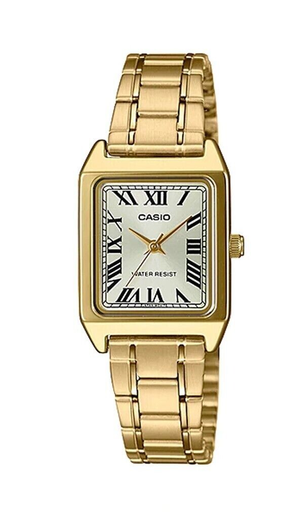 Casio LTP-V007G-9B Women’s Rectangular Gold Tone Roman Gold Dial Dress Watch