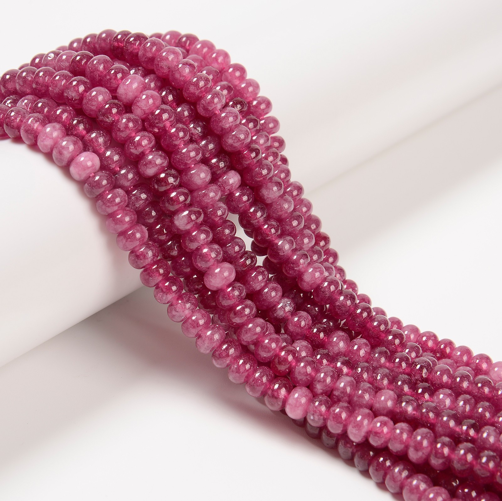 Fuchsia Color Dyed Jade Smooth Rondelle Beads Size 4x6mm 15.5” Strand