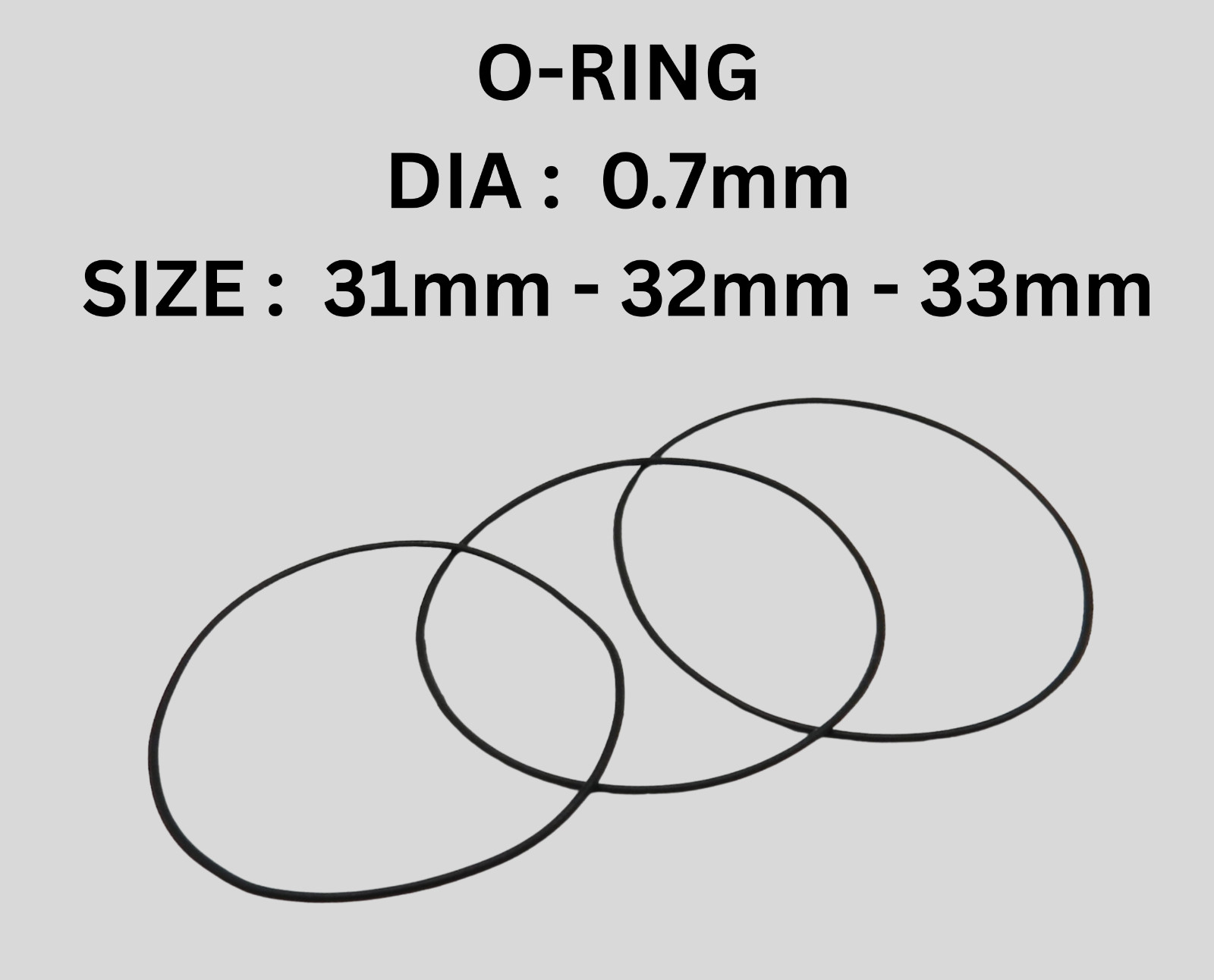 Rubber Watch Case Back O Ring Round Gasket 31mm – 32mm – 33mm Thick 0.7mm