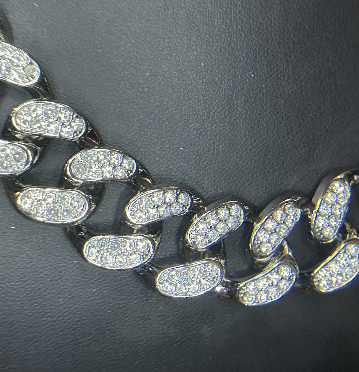 Iced Out Cuban Chain, 20MM, 20” Long, Simulated Stones, White Gold Filled
