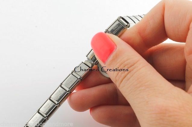 Red Letter Initial Monogram Alphabet Name ID 9mm Italian Charm Stainless Steel