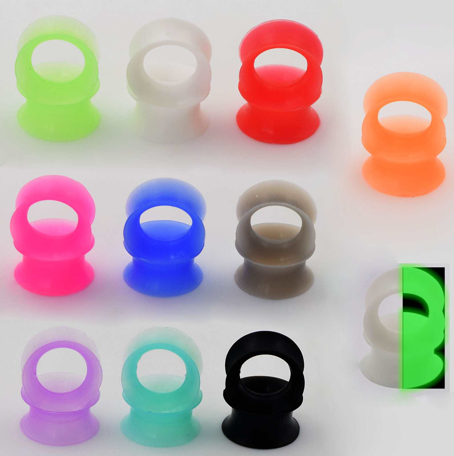 24PCS LARGE SIZE Ear Stretching Kit Acrylic Taper Plugs & Thin Silicone Tunnels