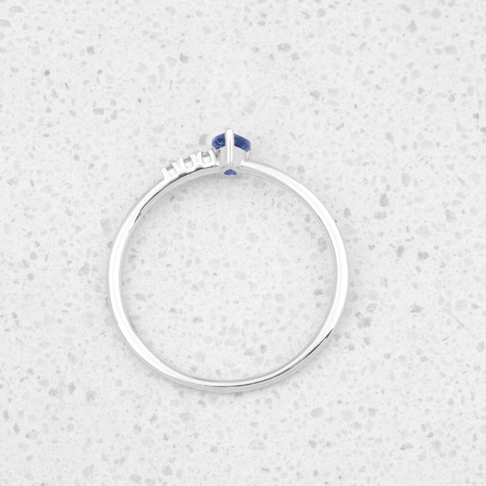 Blue Sapphire Ring side stone ring 925 Sterling Silver Jewelry Engagement rings