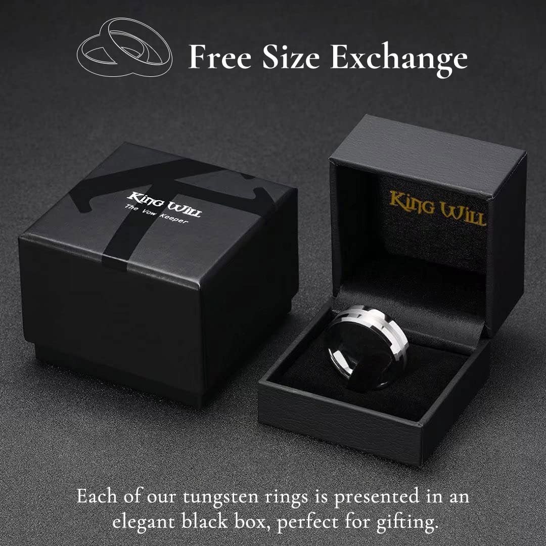 Classic Tungsten Carbide Men’s Wedding Band – Brushed Two Grooves, Hammered Desi