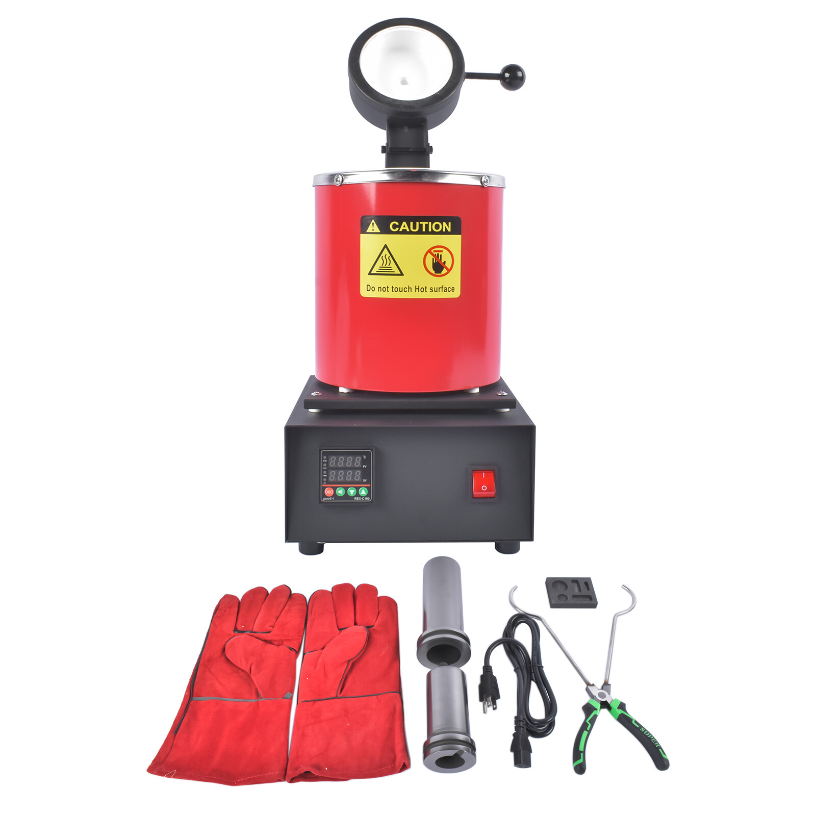 1500W 1150°C/2102°F Small High-Temperature Casting Furnaces 110V Red 1KG 2KG 3KG