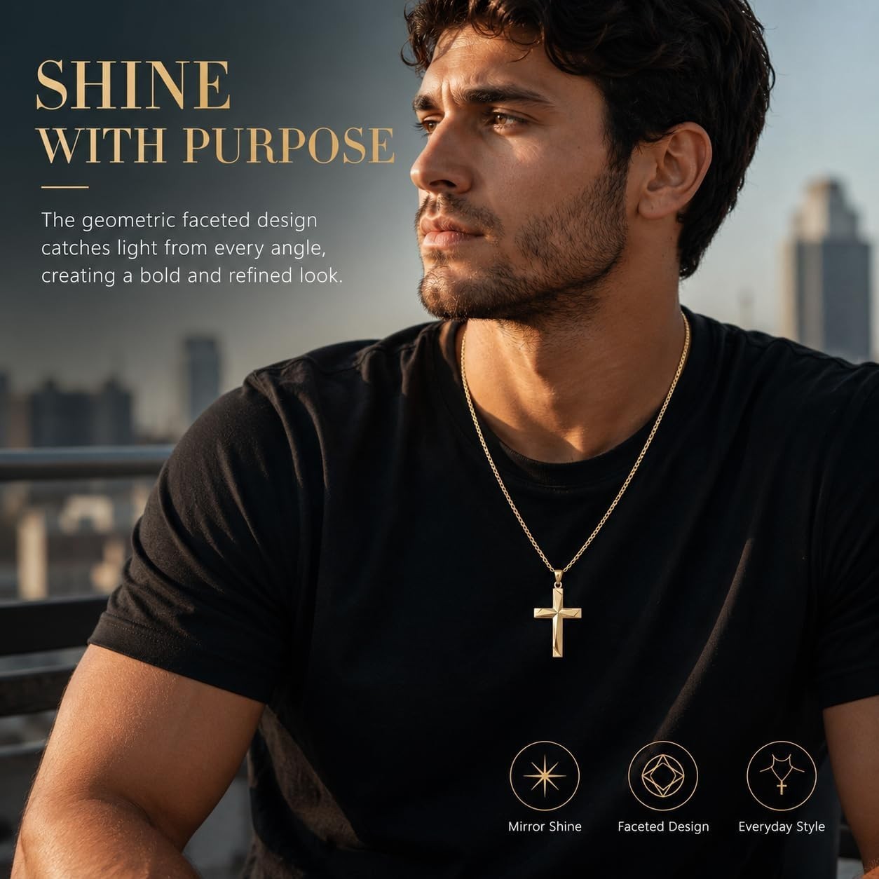 Luxurious 14K Gold Cross Pendant – Hand-Polished 3D Design for DIY Necklaces