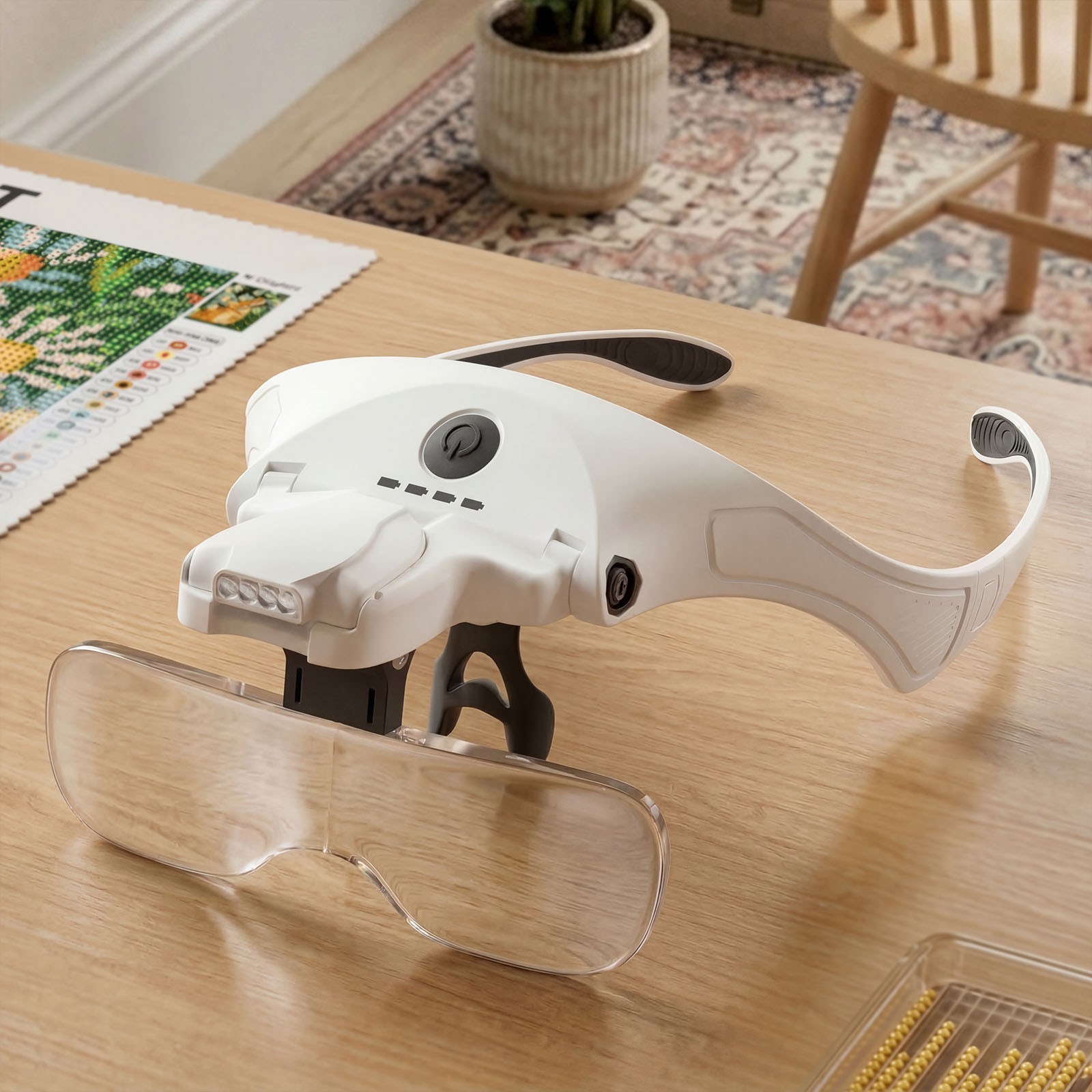 ARTDOT Magnifying Glasses with Light Headband Magnifier Loupe for Jewelers 4 LED