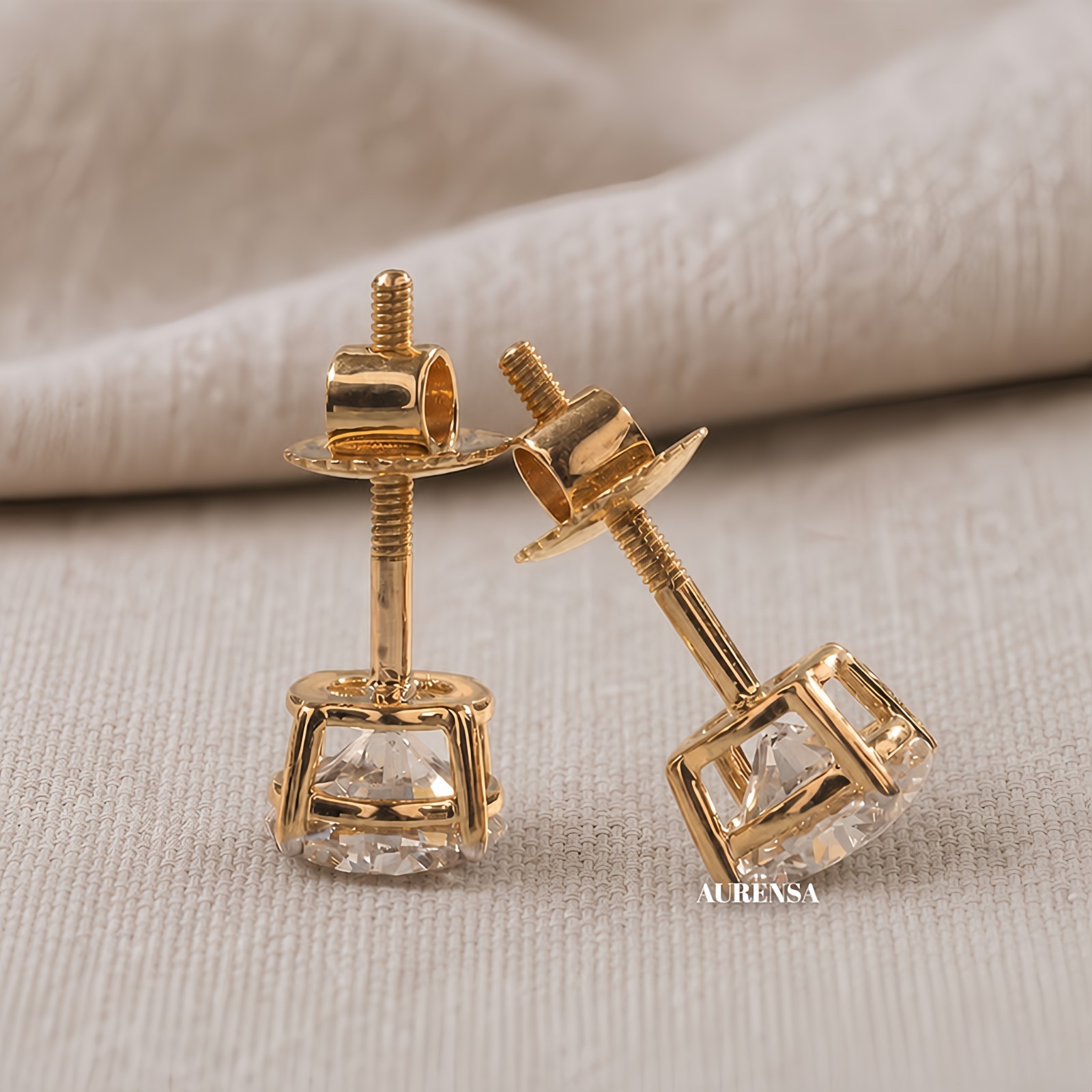 2.00 CTTW Round Lab-Grown Diamond Stud Earrings in 14K Yellow Gold
