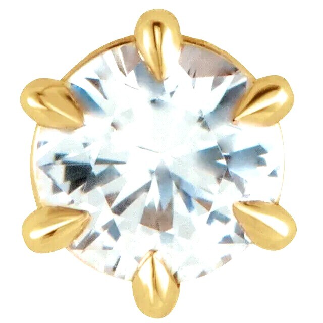 14K Solid Yellow Gold Slide Pendant Setting Round Solitaire 6 Prong 4mm-6.5mm