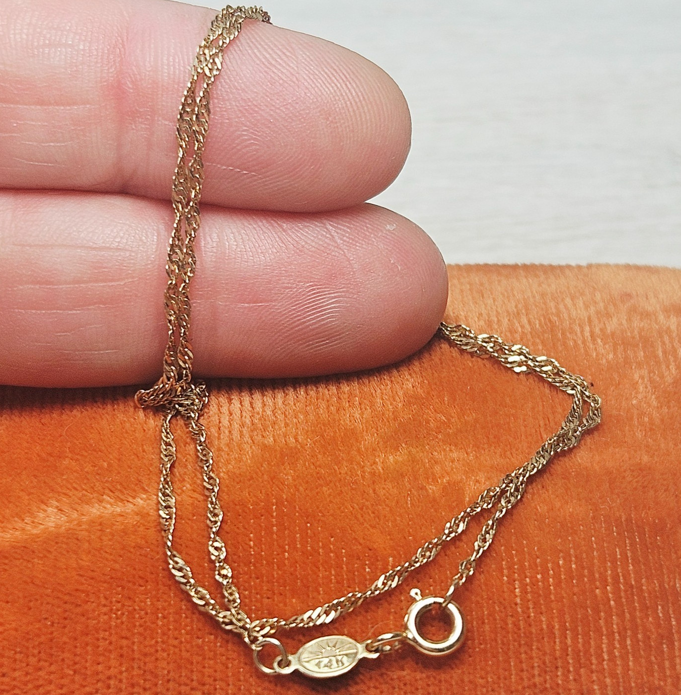 14k 585 Yellow Gold Singapore 16″ Chain 1.2mm Necklace Italy 1.4gr