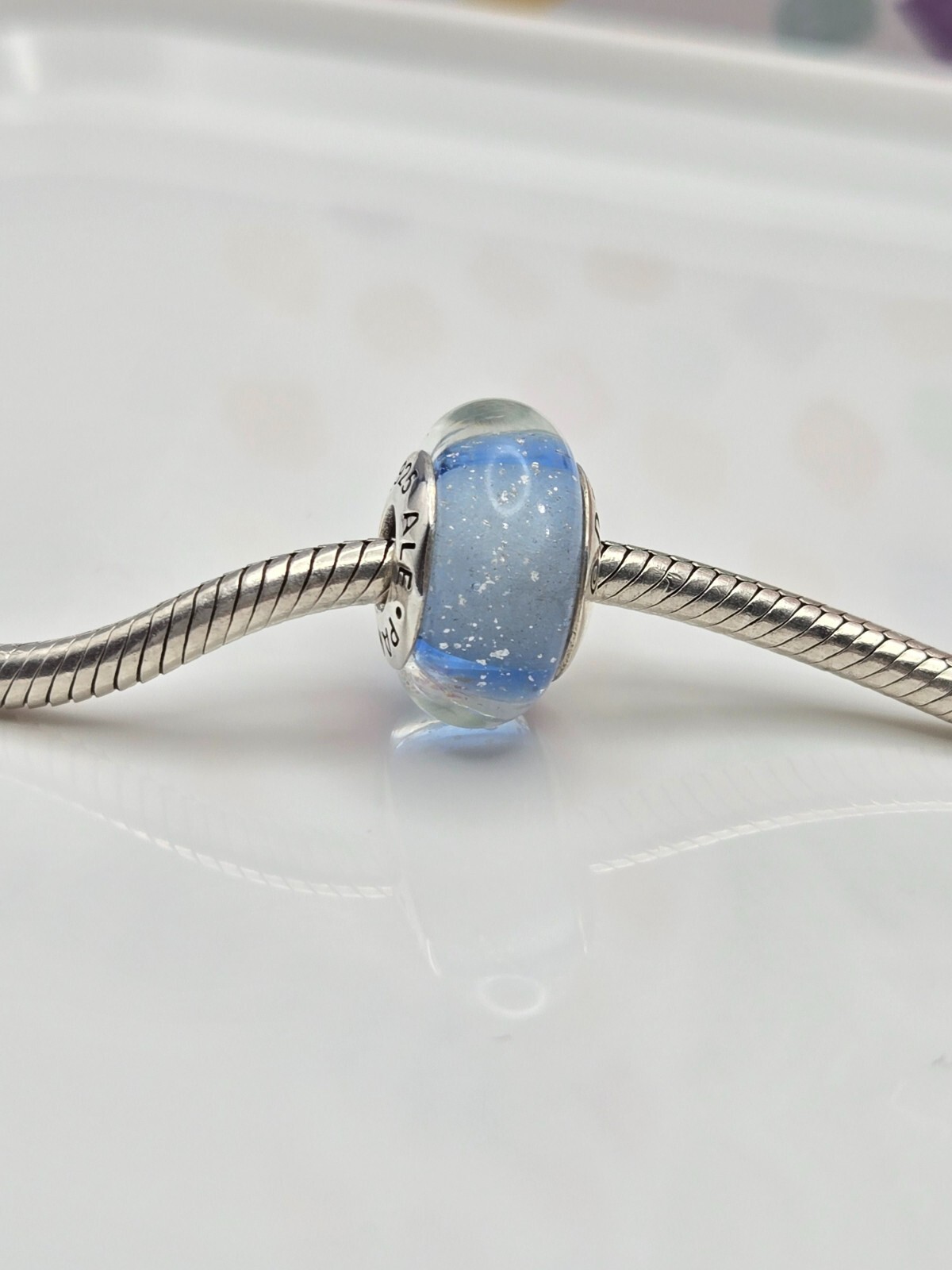 Authentic Pandora Disney Murano Cinderella’s Signature Blue glass Charm