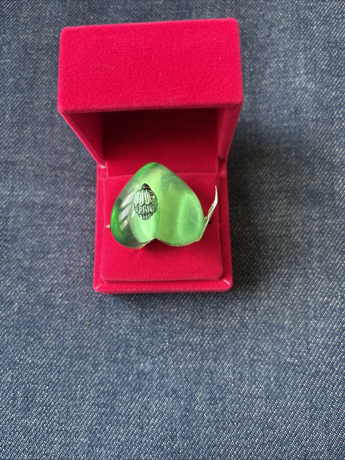 Kurt Geiger London Heart Jelly Eagle Cocktail Ring Green Size -8 New