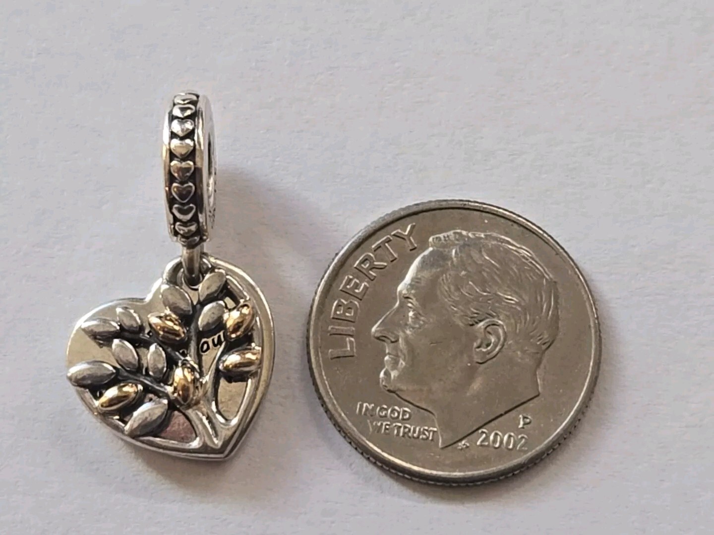 Pandora Silver & 14k Yellow Gold “Together My Favorite Place” Heart Tree Charm
