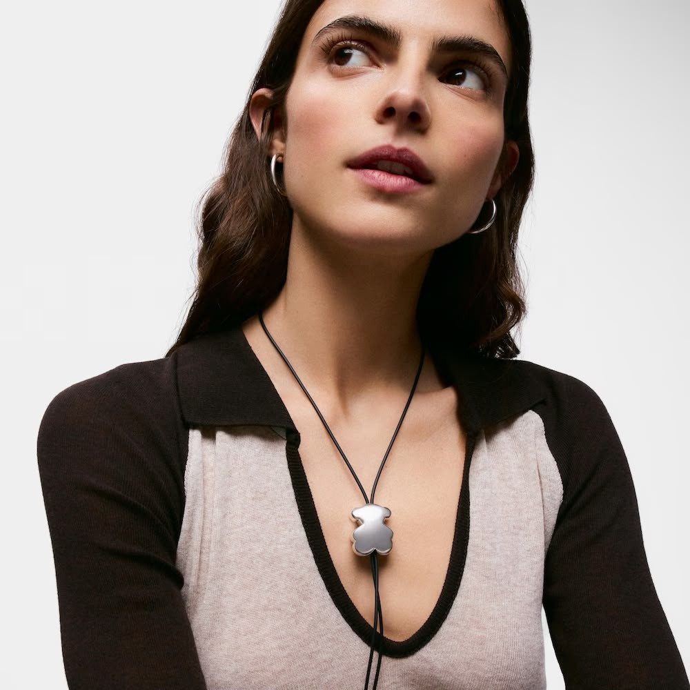 TOUS S925 Bear Adjustable Elastic Cord Necklace New
