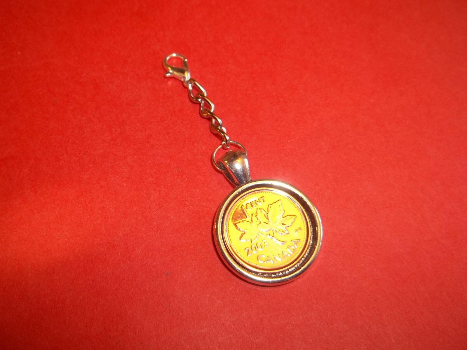 PENNY COIN – ONE (1) CENT – CANADA SILVER CASED HANDBAG PENDANT – 1997 to 2011