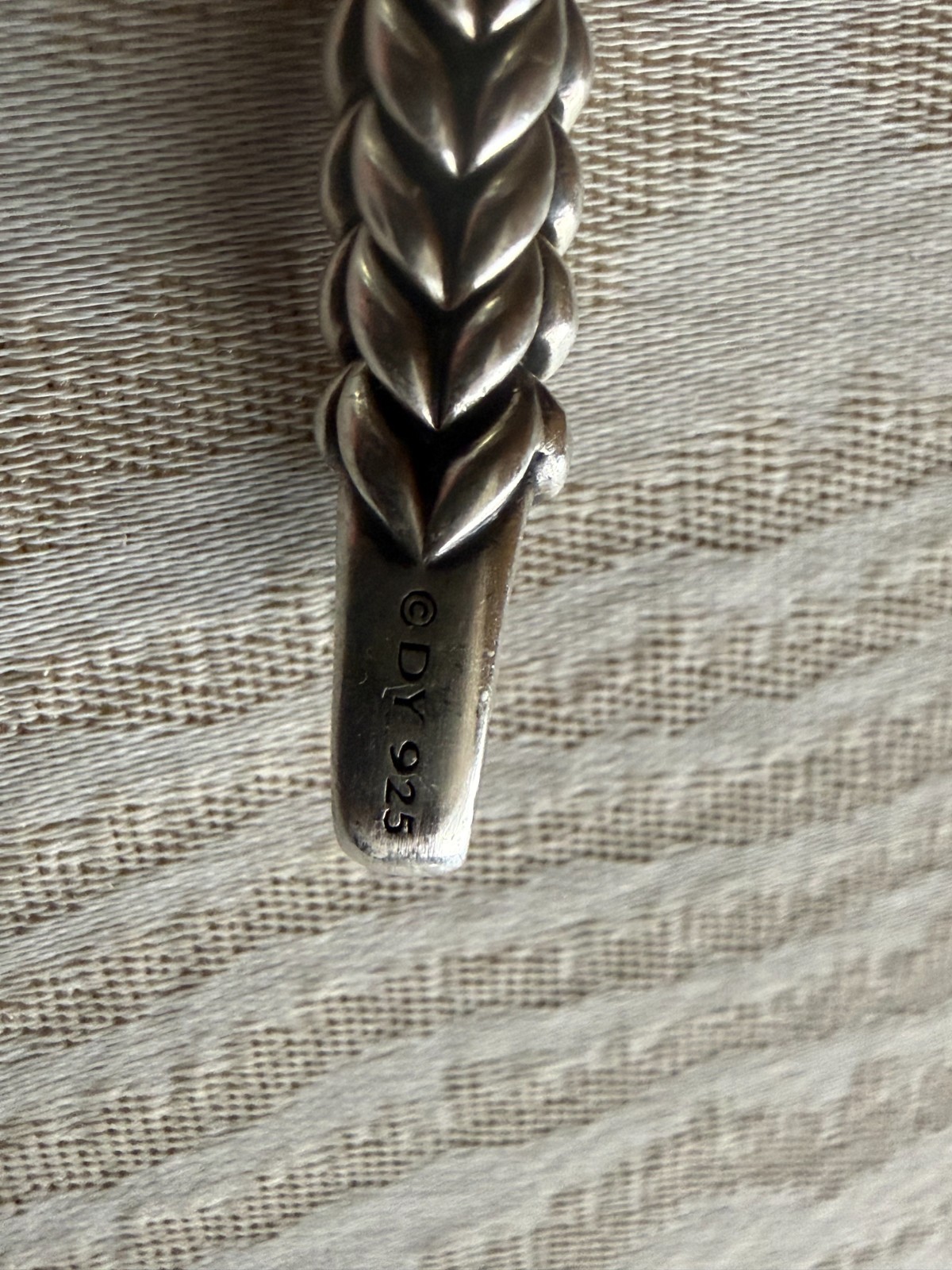 David Yurman 6mm Sterling Silver Chevron Bead Bracelet – Size Large