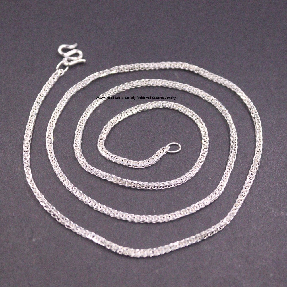 Pure S999 Fine Silver 999 Chain Men Women 1.3mm Wheat Link Necklace 4-5g 19.6in