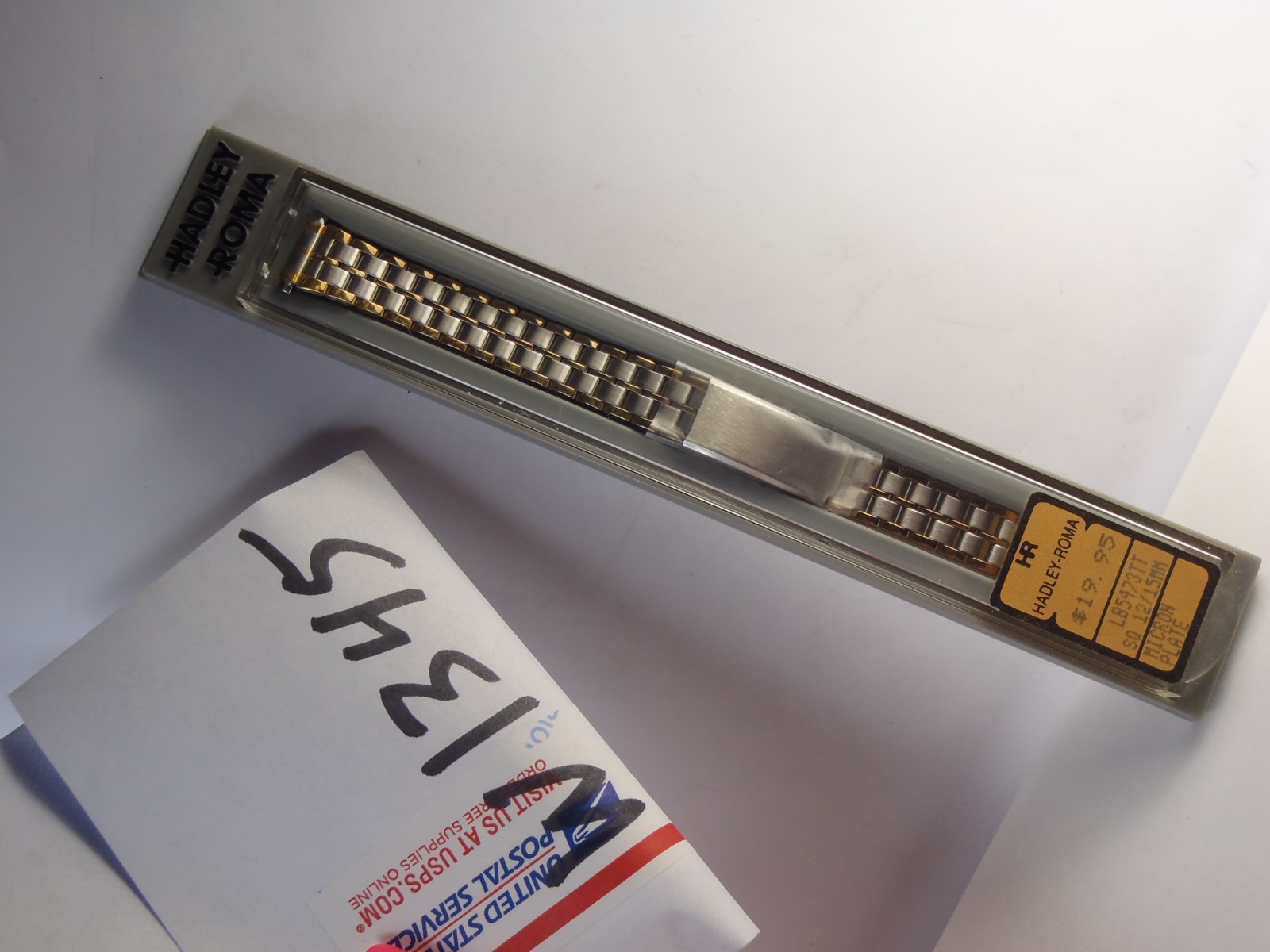 12-15mm Hadley Roma Two-Tone Stainless-Steel Watch Band Straight Ends NOS