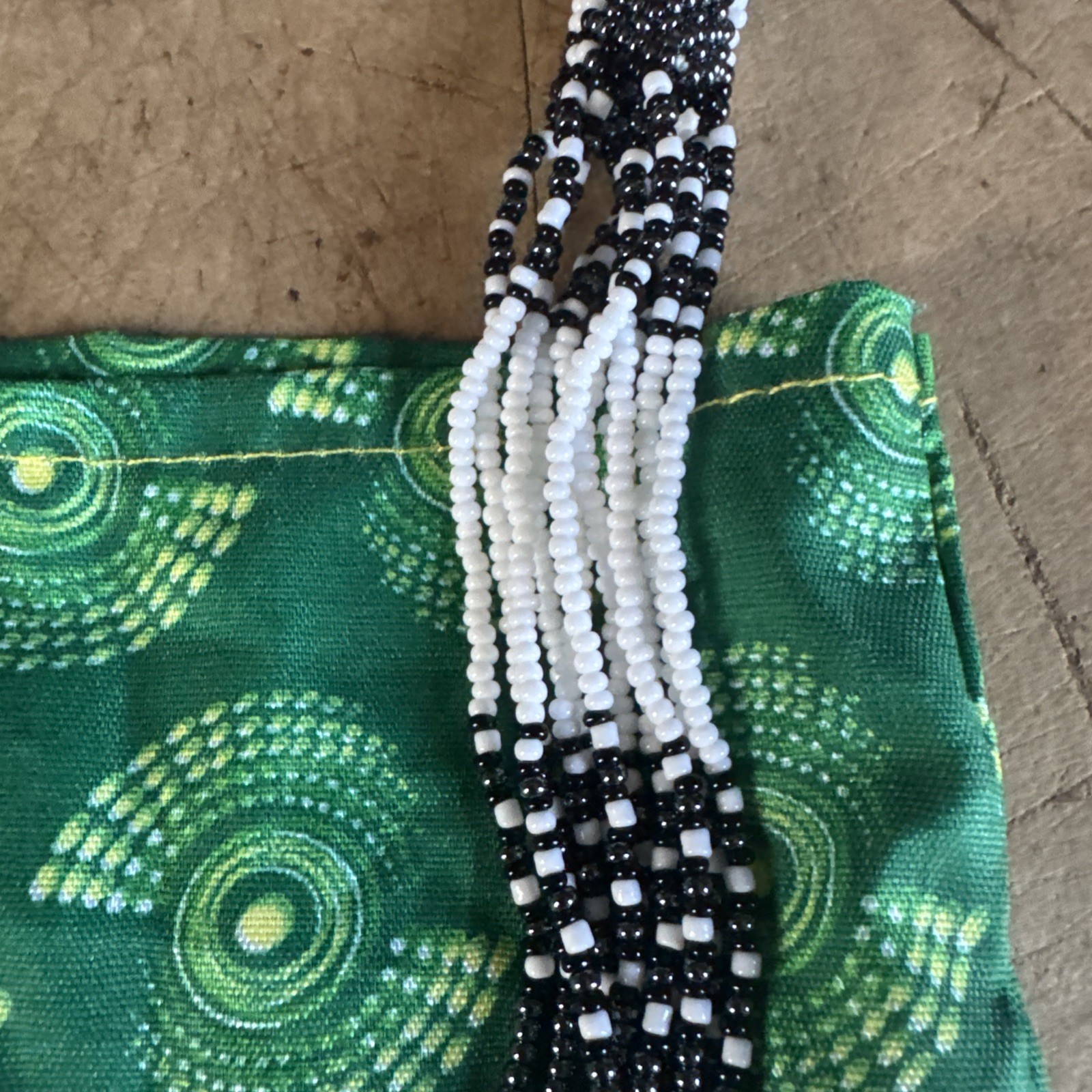 Zulu Glass Bead Black White Statement Strand from Gone Rural South Africa