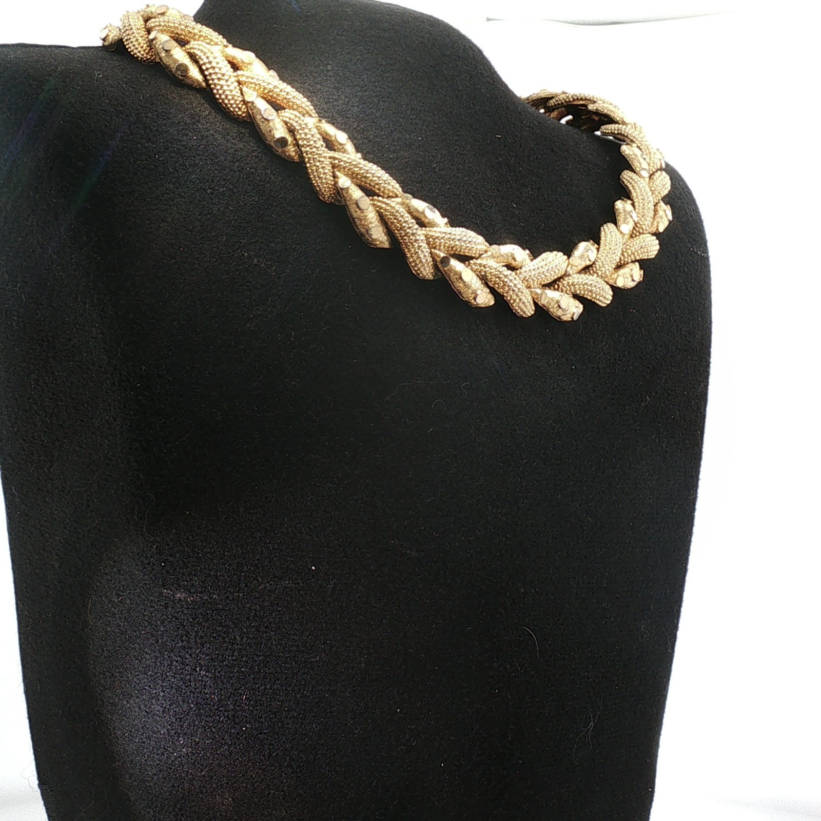 Signed Boucher Gold-Tone Woven Link Necklace Vintage Elegant Jewelry